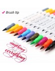 Dainayw 24 kolory 0.4mm Fineliner atrament na bazie wody podwójna głowica szkic markery Brush Pen do rysowania kolorowanki proje