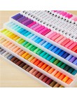 100 kolorów podwójna końcówka Marker do malowania długopisy akwarela markery pióro rysunek grzywny liniowej pędzel do malowania 