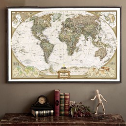 Duża mapa świata w stylu Vintage materiały biurowe szczegółowy antyczny plakat ścienna tablica papier retro matowy papier pakowy