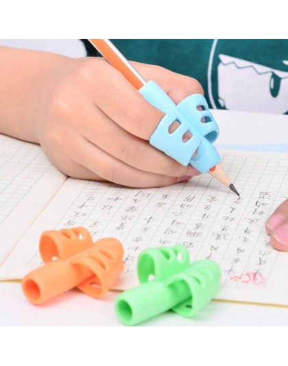 Dwupalcowa obsadka do pióra dzieci pisanie uchwyt do ołówka Pan praktyka uchwyt silikonowy, aby pomóc uczniom urządzenie do pozy