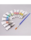 12 kolorów tuby 6ml farba Tube rysunek malarstwo Pigment akwarela zestaw z akcesoria do malowania pędzel