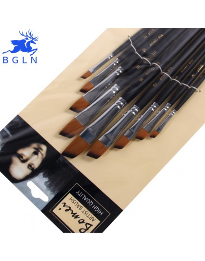 9 sztuk/zestaw Nylon akrylowy pędzel olejny ukośne pędzel do malowania na olej pędzel akrylowy Pen pincel para pintura dostaw sz