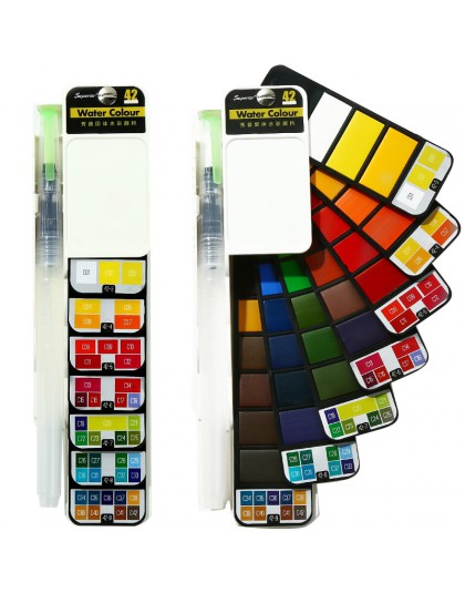 Superior 18/25/33/42 kolor stały zestaw akwarelowy składany akwarele pędzel wodny kreatywny pigment akwarela do rysowania