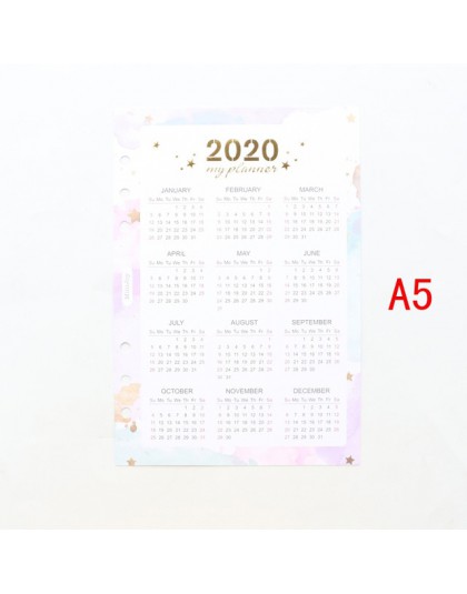 Domikee śliczne 2020 rok kalendarz przegrody papierowe dla 6 pierścienie spoiwa planowanie szkoły notatnik na sprężynie akcesori