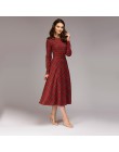 Kobiety wstęgi w stylu vintage sukienka w czerwoną kratę panie z długim rękawem o szyi elegancka sukienka linii 2019 jesienno-zi