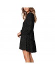 Dekolt w serek seksowna kropka czarna Mini sukienka wiosna w stylu Vintage kobiety typu Wrap z długim rękawem sukienka elegancki