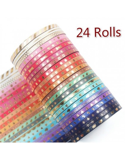 24 rolls brokat wzór taśma klejąca washi naklejka ręczny dziennik naklejki maskująca taśma dekoracyjna boże narodzenie DIY rzemi