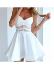2020 letnia seksowna sukienka dla kobiet czarna i biała koronka Patchwork A-line Spaghetti pasiaste sukienki krótka Mini sukienk