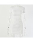Articat biała Ruched plisowana sukienka bodycon kobiety sznurkiem z krótkim rękawem mini impreza sukienka jednolity, w stylu bas