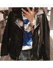 Sungtin miękki luźny kurtka ze skóry sztucznej kobiet czarny Biker kurtka motocyklowa krótki Faux Leather Streetwear kobieta Pun