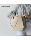 Vintage Handmade kobiety torebka ratanowa tkane łuk torby na ramię słomiana torba plażowa posłańcy B161