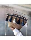 Moda damska lato torby rattanowe okrągły kwadrat worek słomy ręcznie tkane torby Crossbody na plażę koło Bohemia Bali torebki