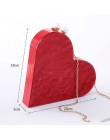 Unikatowy projektant akrylowa kopertówka moda śliczne czerwone serce kształt perła łańcuch torba wieczorowa na imprezę damskie t