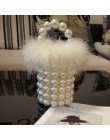 Faux futro perła torba wieczorowa kobiety Retro Handmade wyczyść perła zroszony mała portmonetka torebka damska typu bucket dams