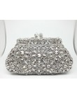 Pudełko metalowe Minaudiere sprzęgło srebrne wieczorowe torebki kryształowe kobiety Socialite na imprezę bal torba sprzęgła ślub
