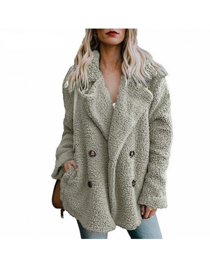 Puszyste pluszowy płaszcz kobiety kurtki zimowe 5XL Plus rozmiar płaszcz Lapel ciepły włochaty kurtki damskie płaszcze z długim 