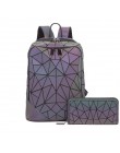 Laser Luminous trójkąt cekinowy zestaw plecak dla damska torba na ramię szkolny plecak dla dziewcząt kobiece wzornictwo plecak t