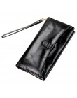 Skórzany portfel damski lśniący połysk skórzana kopertówka kobiety długie portfele damskie monety kiesa portfel kobiet Carteira 