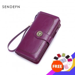 SENDEFN RFID Hot kobiet sprzęgła skórzany portfel długi portfel damski panie etui na zamek pasek portfel torebka dla iPhone 7 51