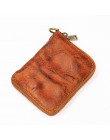 2019 portfel z prawdziwej skóry dla kobiet mężczyzn w stylu Vintage Handmade krótki mały Bifold portfele na zamek błyskawiczny t