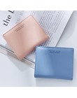 WEICHEN cienki stylowy portfel damski Zipper portmonetka z tyłu niebieski miękki skórzany damski wizytownik cieńka torebka portf