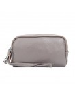 NIGEDU długi portfel damski z prawdziwej skóry 3 warstwy Zipper kopertówka duża pojemność Lady Clutch Coin torebka torba na tele