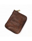 2019 portfel z prawdziwej skóry dla kobiet mężczyzn w stylu Vintage Handmade krótki mały Bifold portfele na zamek błyskawiczny t