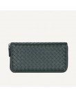 Męski portfel ze skóry długo tkana skórzana torba luksusowa marka kopertówka prosta moda damska portfel o dużej pojemności 100% 
