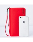 Portfel damski portfel ze skóry pu torebka z uchwytem czerwony 3 krotnie kobiety portfele na zamek błyskawiczny torebka pasek po