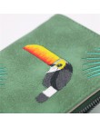 Portfel damski wyszywany ptak Portefeuille Femme Zipper Hasp krótka torebka skórzane etui na karty zielony niebieski różowy czar