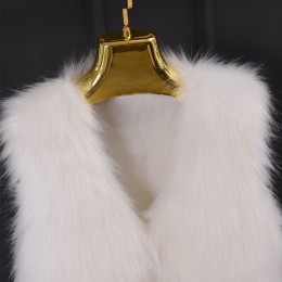 Faroonee kobiety Faux włochaty kamizelka futrzana kamizelka wąska krótka kurtki ze sztucznego futra płaszcz zimowy bez rękawów C