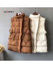 Lusumily zimowa kamizelka Chalecos Para Mujer kurtka zimowa kobiety długie kamizelki nowy koreański stójka bawełniana kamizelka 
