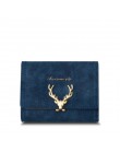 Najnowsze Christmas Deer kobiety portfel skórzany vintagetri-folds luksusowa portmonetka dziewczyna małe czarne torebki etui na 