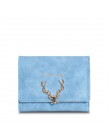 Najnowsze Christmas Deer kobiety portfel skórzany vintagetri-folds luksusowa portmonetka dziewczyna małe czarne torebki etui na 