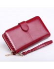 Skórzane portfele damskie nowe jednokolorowe torebki o dużej pojemności dla kobiet portmonetki damskie Retro długi zamek błyskaw
