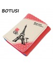BOTUSI wieża eiffla w paryżu znaczki posiadacz karty portfel skórzany kobiety długi portfel PU skórzana okładka na paszport moda