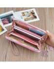 Różowy damski portfel kopertówka damski długi koreański styl kontrastowy kolor Panel Zip Tassled duży portfel na telefon komórko