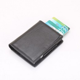DIENQI Rfid wysokiej jakości mężczyźni portfele małe cienkie Trifold skórzany portfel męski portfel 2019 Vallet czarna moneta to