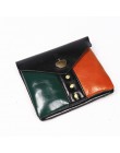 SIMLINE skórzany portfel męski męski damski Vintage krótki mały mini portfele portmonetka saszetka na karty z zamkiem kieszonkow