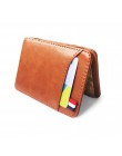 Nowe mody szczupły mężczyzna magiczny skórzany portfel Korea projektant etui na karty kredytowe kobiety mały gotówka klip Bilfol