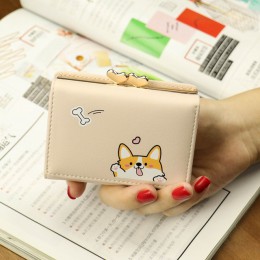 Cartoon Cute Corgi portfel kobiet posiadacz karty damski portfel portmonetka skórzana portmonetka kobiety portfele kieszonka na 