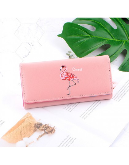 Rysunkowe flamingi damskie torebki portfel damskie skórzane śliczne kobiety portfele torebka damska portfel z saszetką na karty 
