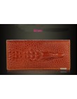 LADSOUL 2019 Fashion portfel długi portfel damski portfel casualowy portfel marki PU 3D wytłoczony wzór krokodyla portfel unisek