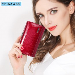 VICKAWEB Mini torebki damskie Alligator Hasp portfele damskie torebka kobieta moda krótki portfel ze skóry naturalnej kobiety ma