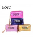 UOSC moda wodoodporna laserowo torby kosmetyczne kobiety Neceser makijaż torba etui z pvc do mycia kosmetyczki organizator podró