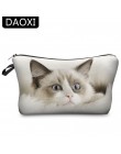 DAOXI śliczne torby kosmetyczne kot druk 3D prezent niezbędne dla organizator na przybory do makijażu panie poliester