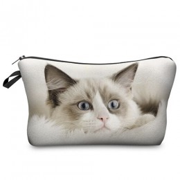 DAOXI śliczne torby kosmetyczne kot druk 3D prezent niezbędne dla organizator na przybory do makijażu panie poliester