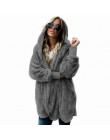 NORMOV Plus rozmiar pluszowa bluza z kapturem płaszcze z długim rękawem ciepły kardigan znosić Teddy wygodna kurtka moda kobiety