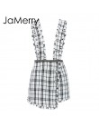 JaMerry Vintage tweed plaid kobiety krótka kamizelka spódnica jesienno-zimowa casual highstreet party spódnica Spaghetti pasek d