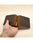 Ręcznie robiony portfel na pieniądze szczupła skóra naturalna z metalowymi pieniędzmi portfel z uchwytem Vintage ze stali nierdz